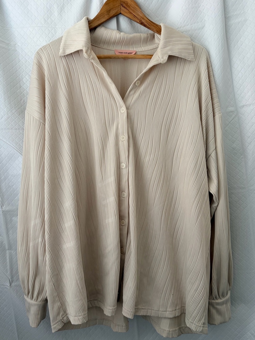 Relaxed Pleat Button-Front Blouse - Cream